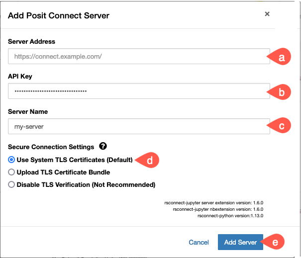 This is a screen capture of the Add Connect Server
window