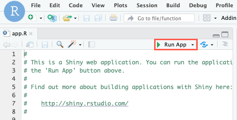 Screen capture of Run App button selected