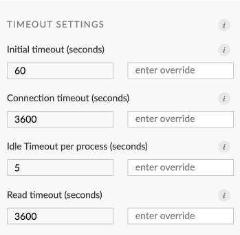 Runtime settings panel timeout options.