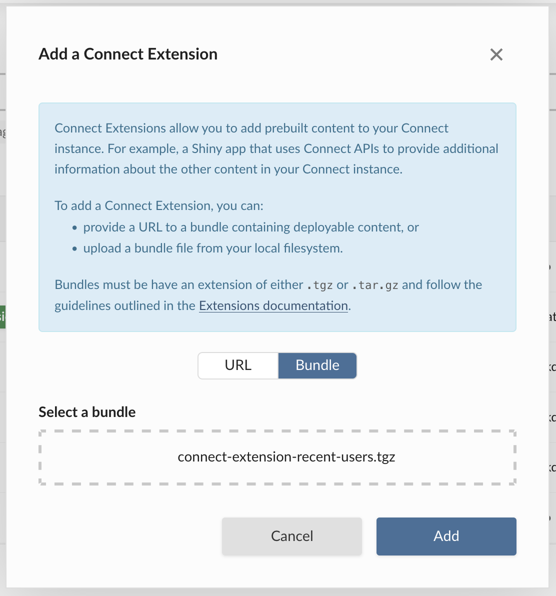 Add Extension Modal