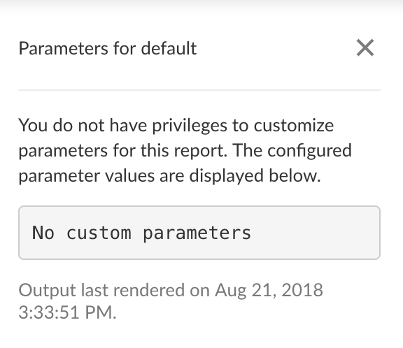 Access Denied message in Parameters panel.