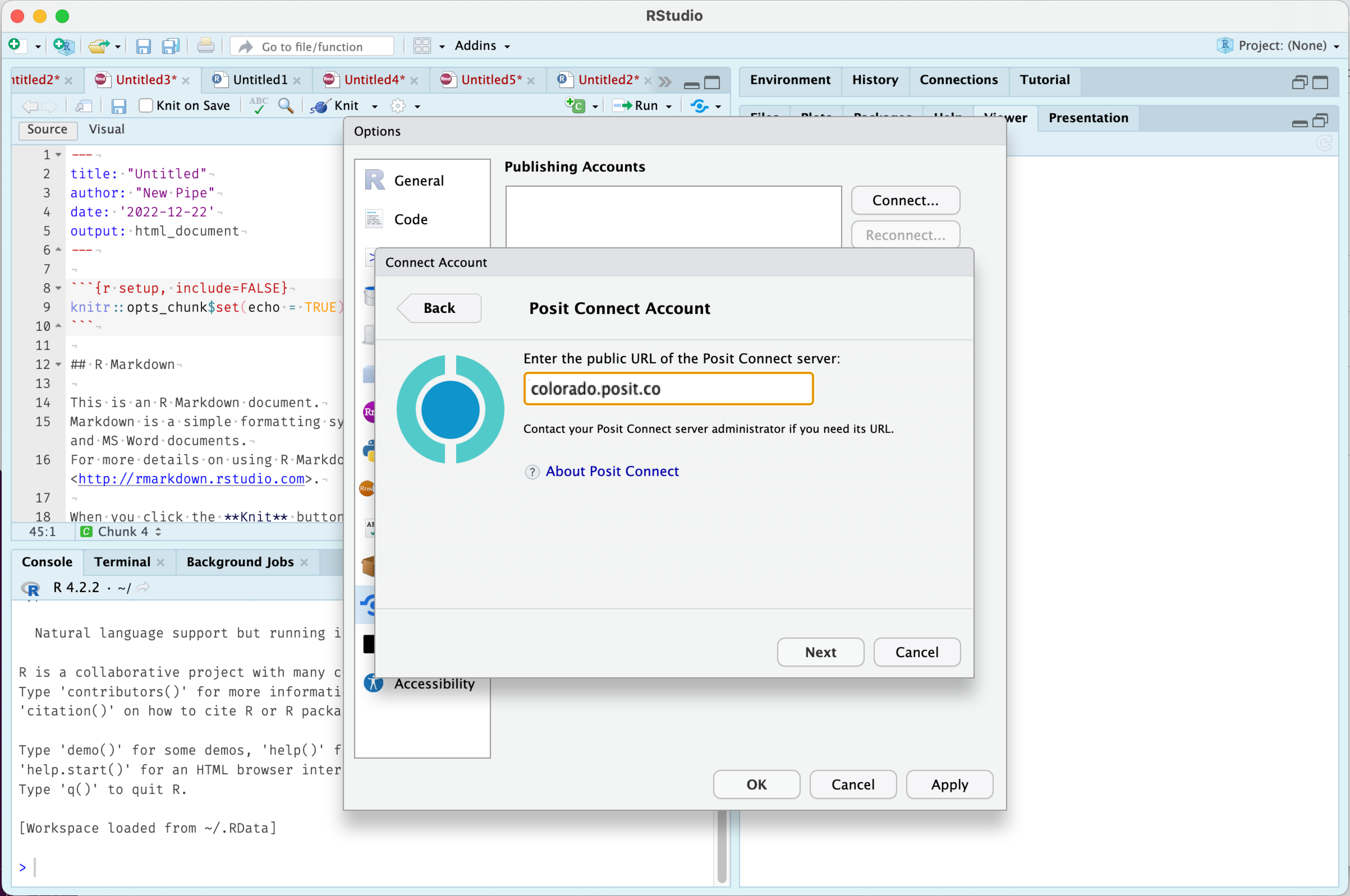 Posit Connect account configuration.