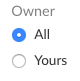 Screenshot of a section titled 'Owner' with radio buttons 'All' and 'Yours'.