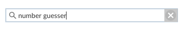 The search box with 'number guesser' entered by user.