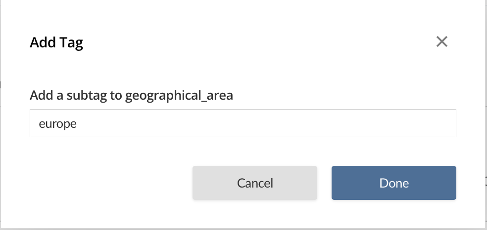 A screenshot of the Add Tag window.