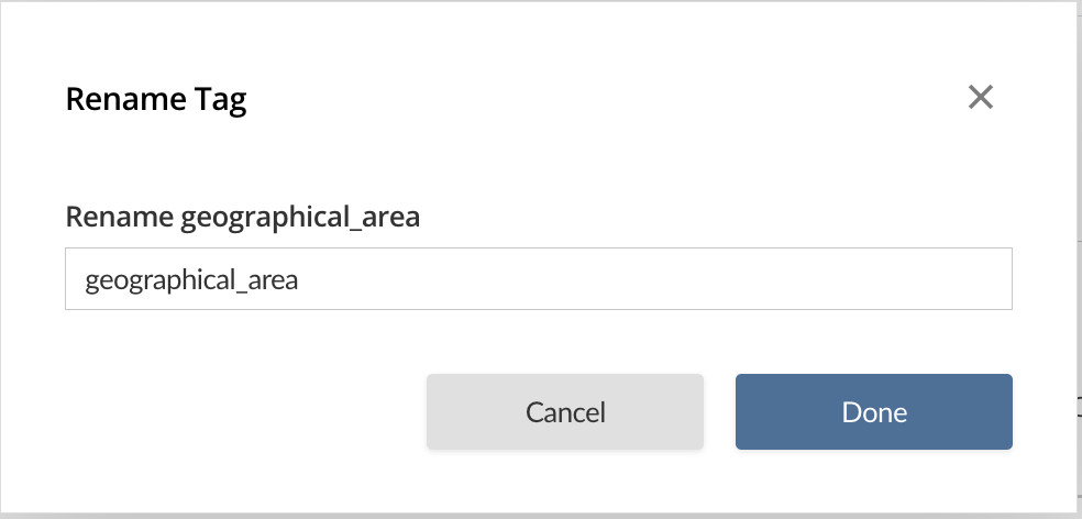 A screenshot of the Rename Tag window.