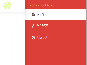 User menu with 'Profile, API Keys, Logout' items.