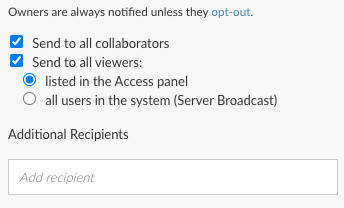 Screenshot of the schedule panel with the Server Broadcast option selected.