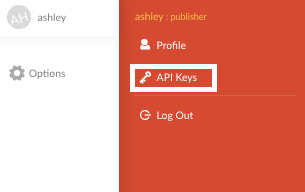 Once you click your profile, a Profile menu displays. The API Keys option is located under the first option, which is Profile