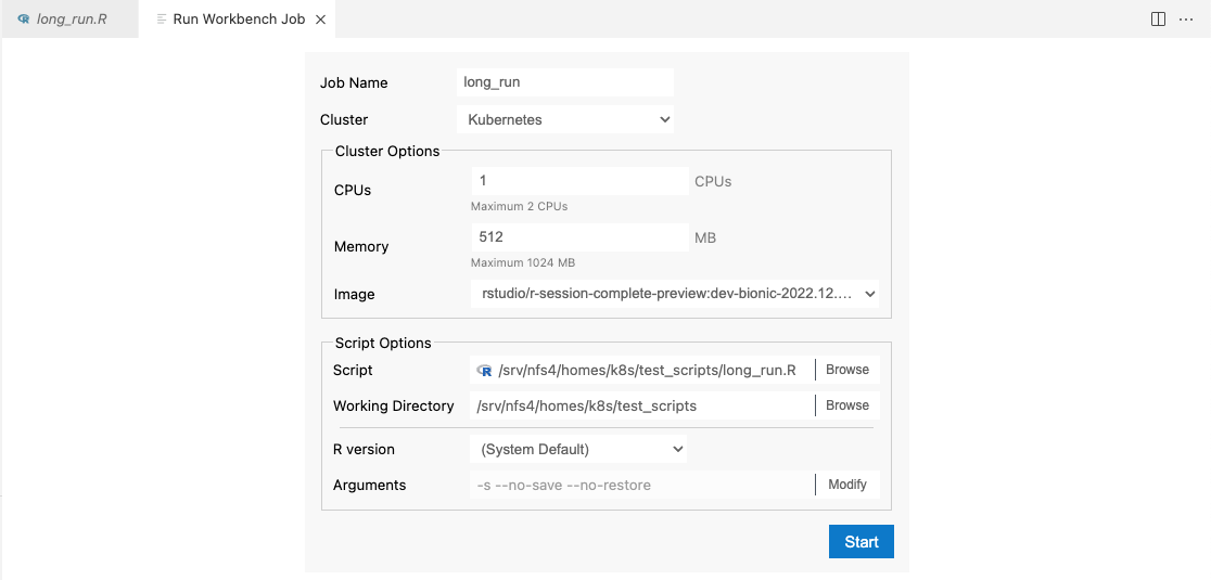 Workbench extension launcher dialog in its default configuration