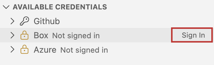 Sign In button on an unauthenticated credential