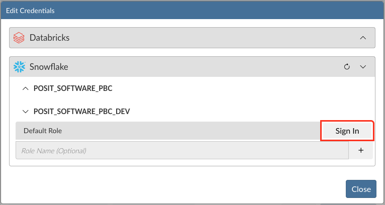 Sign in using the Default Role under a Snowflake Account