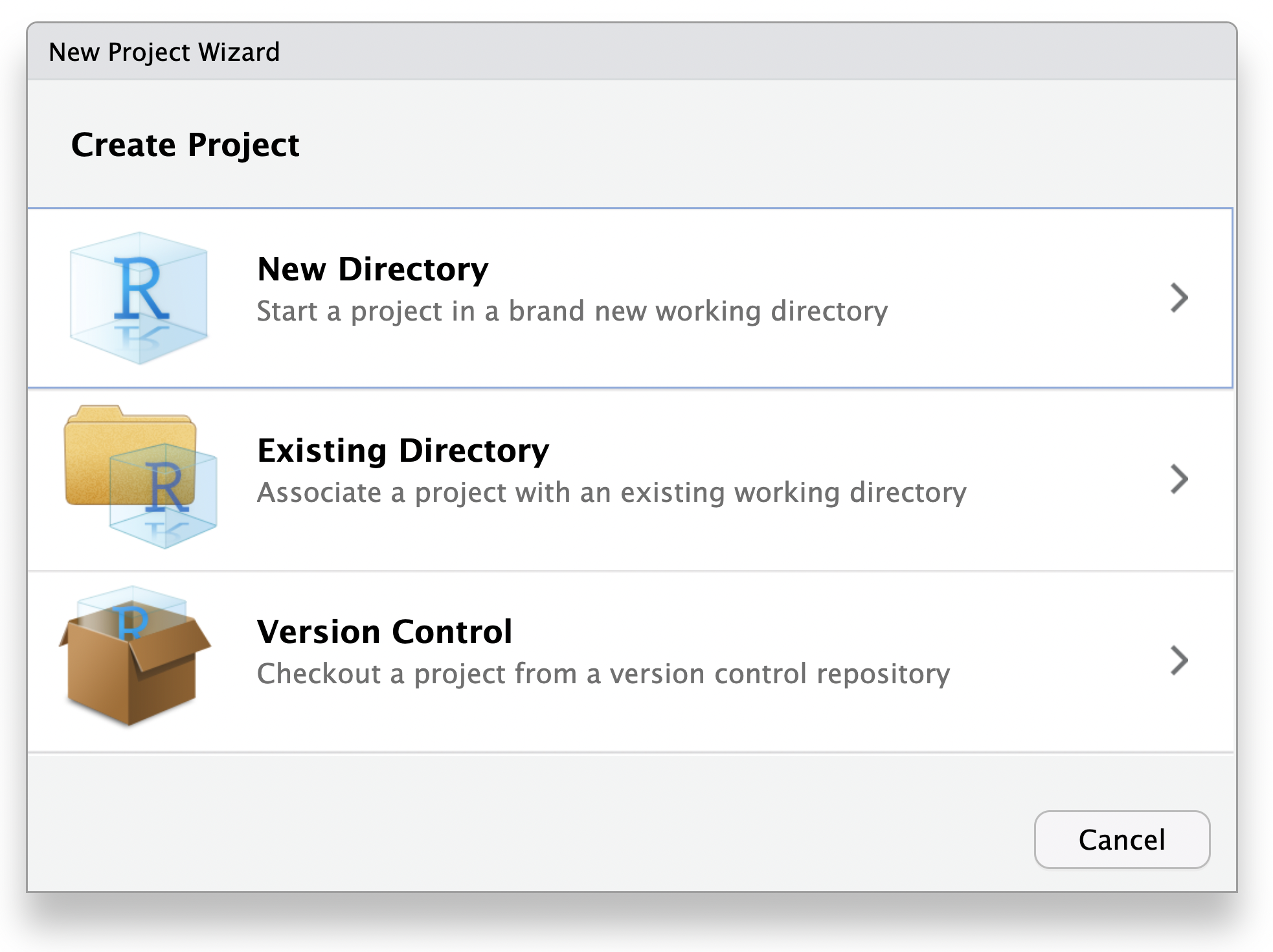 Dir exists. Git start New Project. Checkout from Version Control. Working Directory r.