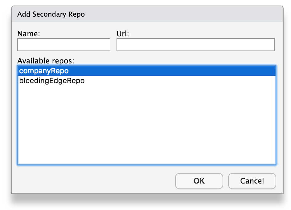 The secondary repos menu with suggested secondary options.