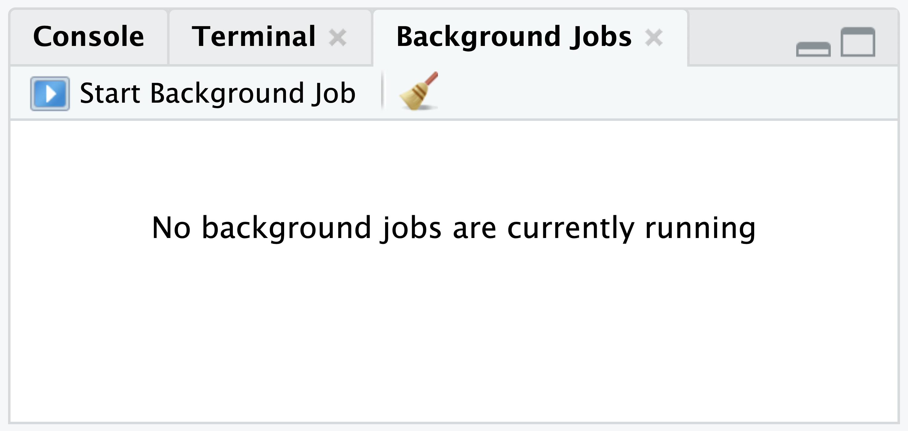 Screenshot of the 'Start Background job' tab in the terminal pane.