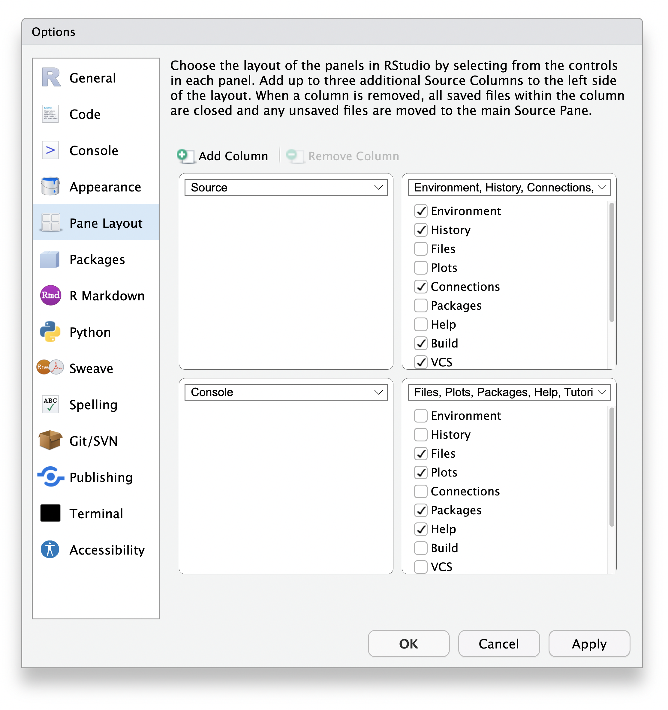 RStudio User Guide Pane Layout
