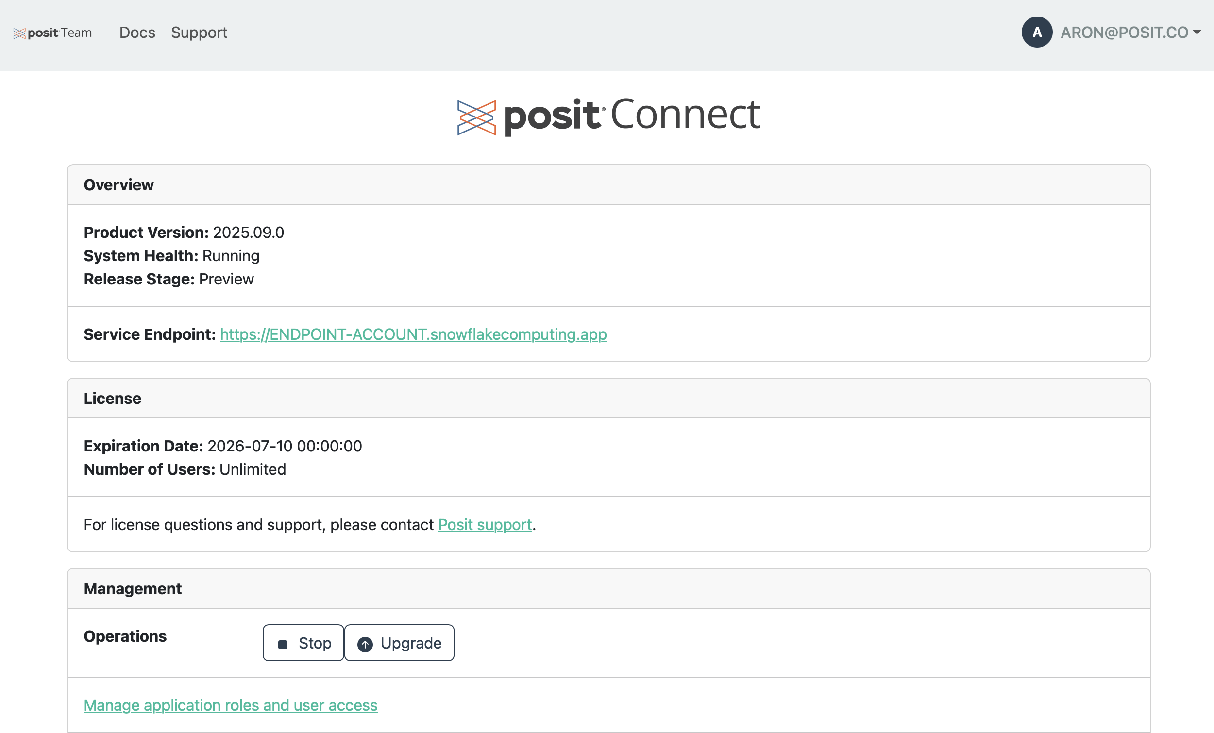 Connect management page