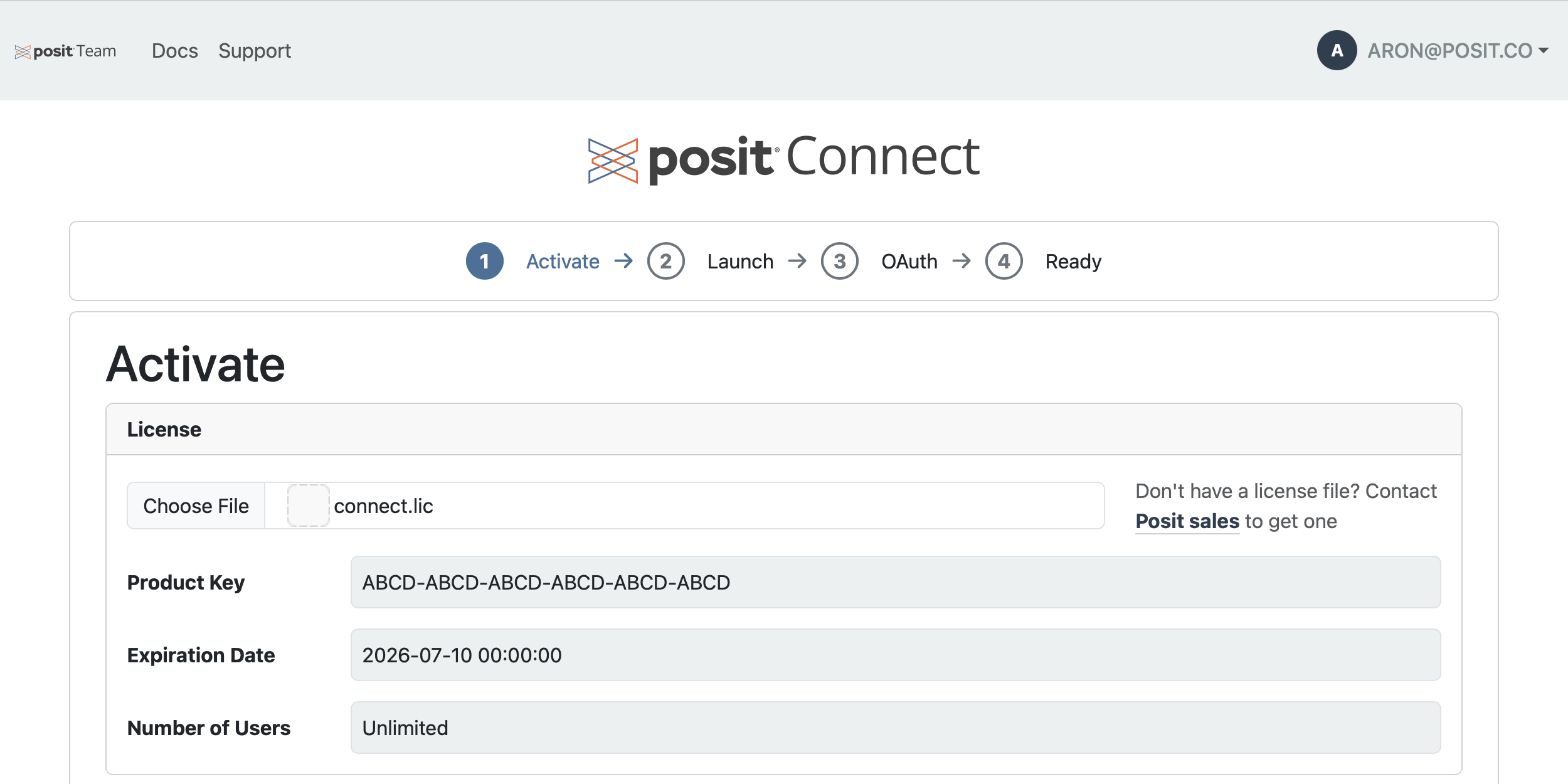 Uploading a valid license