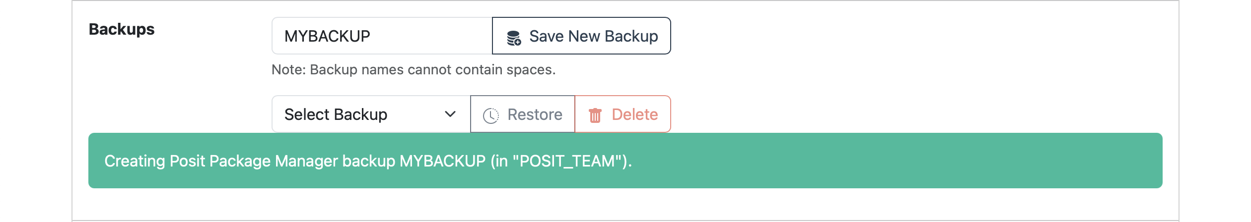 Create backup