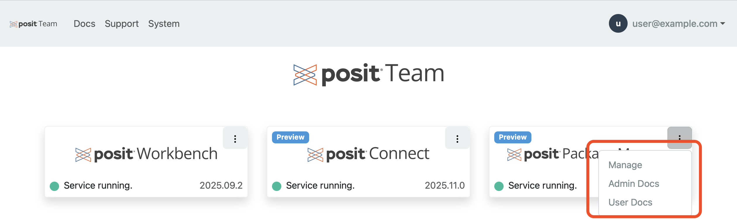 Package Manager management menu