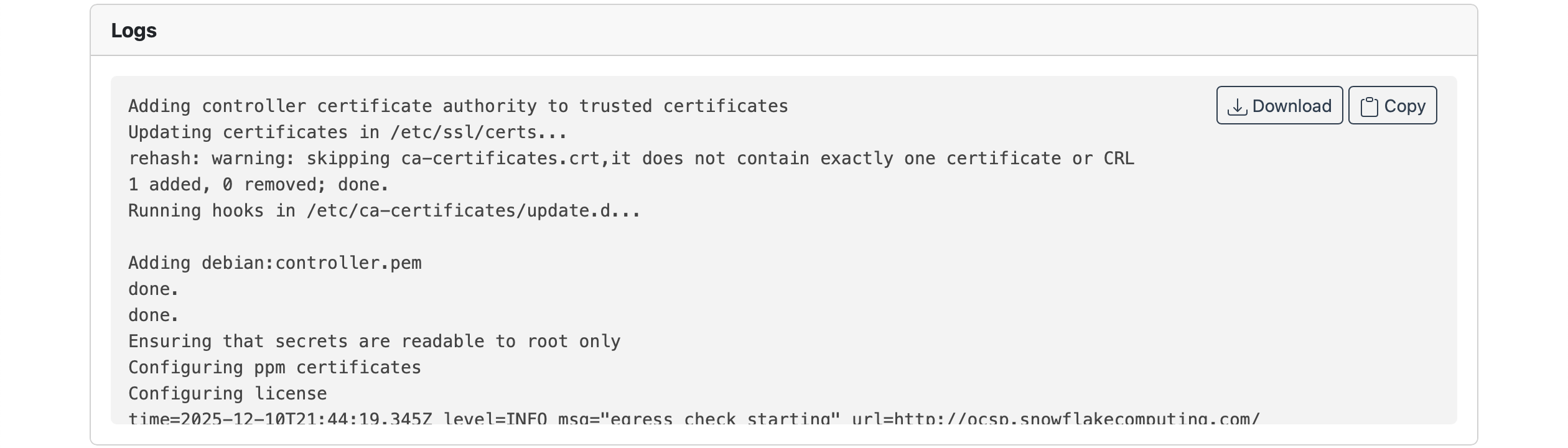 Package Manager logs