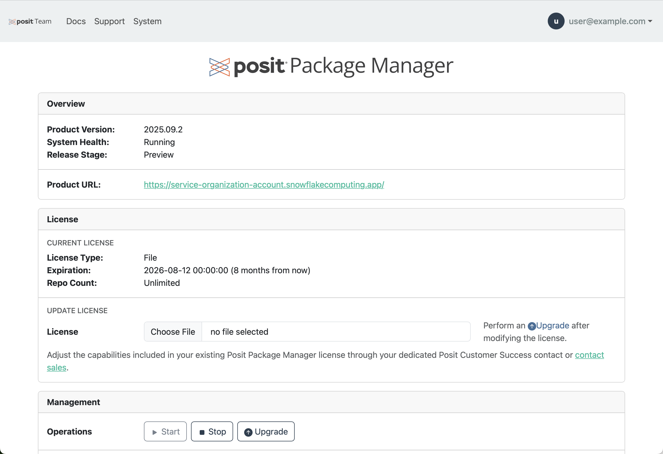 Package Manager management page