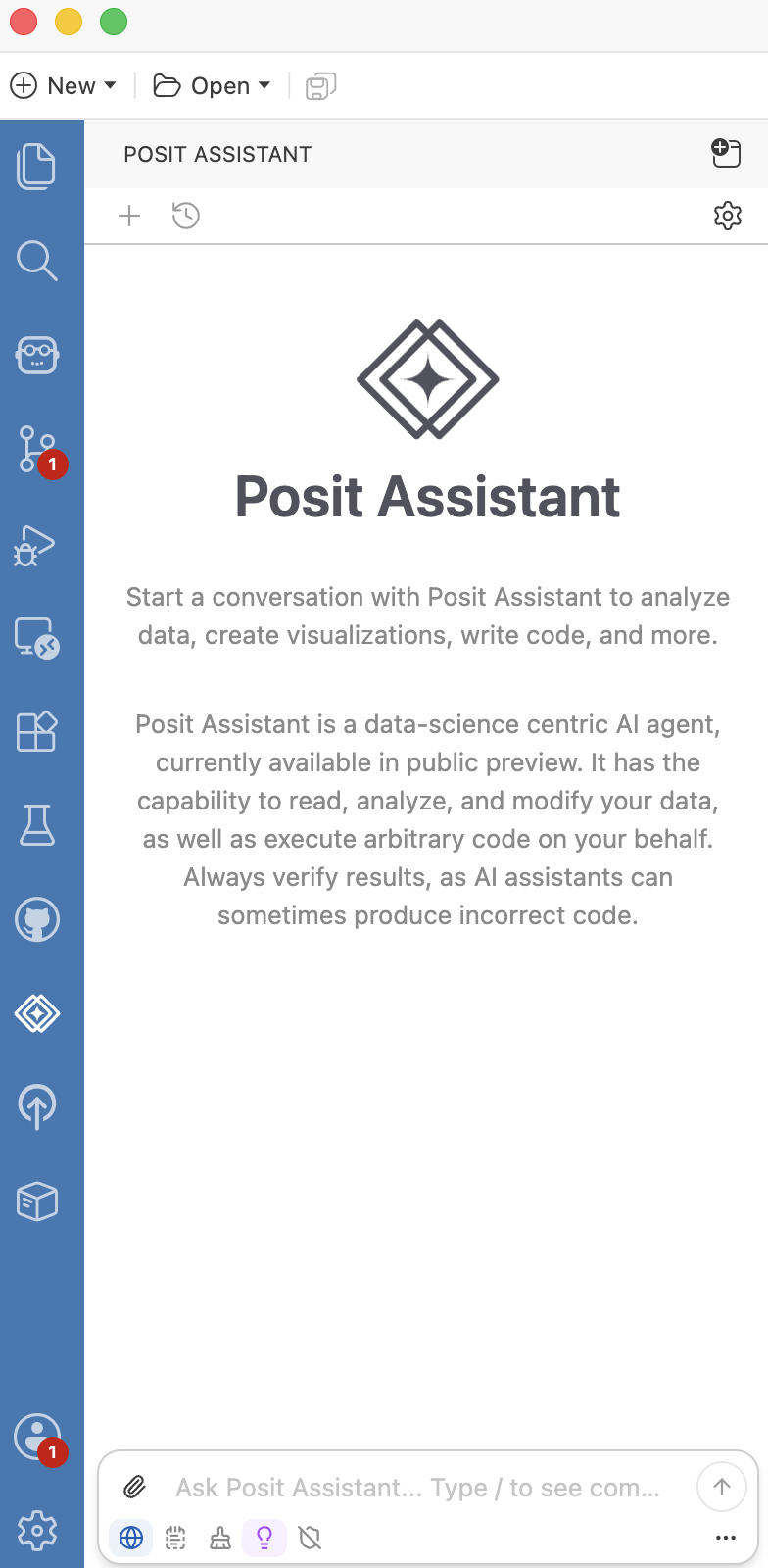 Posit Assistant ready for use in Positron