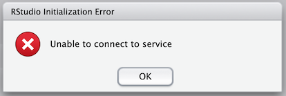 Unable to connect to service error message